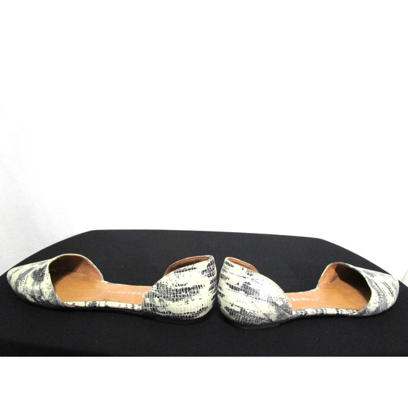 Jeffrey Campbell Beige Snake Print Leather Open Side Point Toe Flats Women 9 - Picture 8 of 11